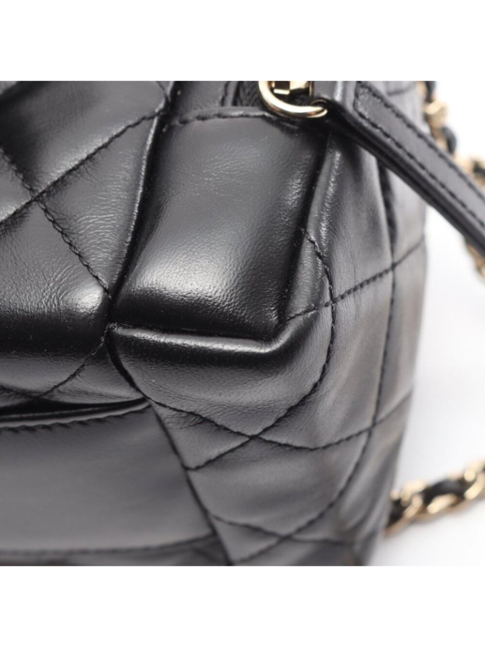 Chanel Shoulder Bag Quilted Vanity 2-Way Black Lambskin Chain - Picture 8 of 10